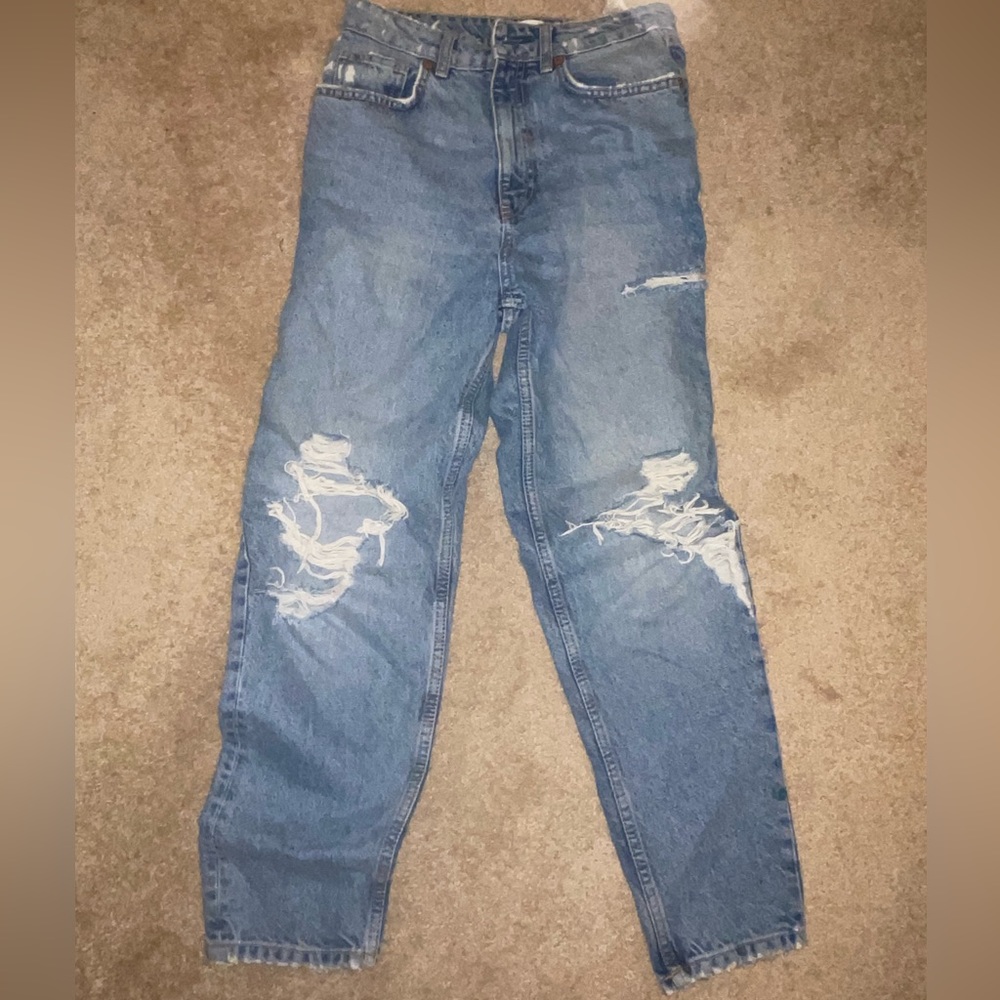 Zara high rise ankle mom jeans
